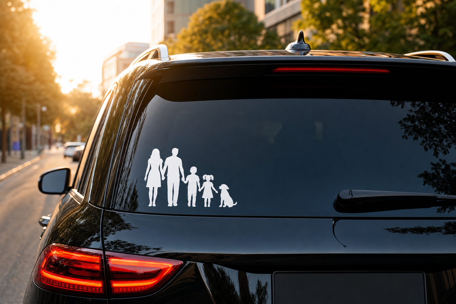 Cut vinyl rear window family decal